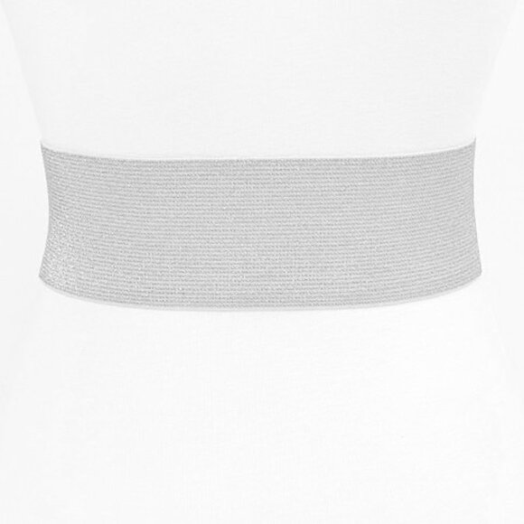 COPY - BNWT Plus Size Metallic Silver Elastic Wide Belt Fashion Belt Silver XL … - Picture 4 of 5